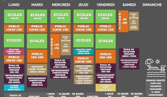 Horaires de la piscine